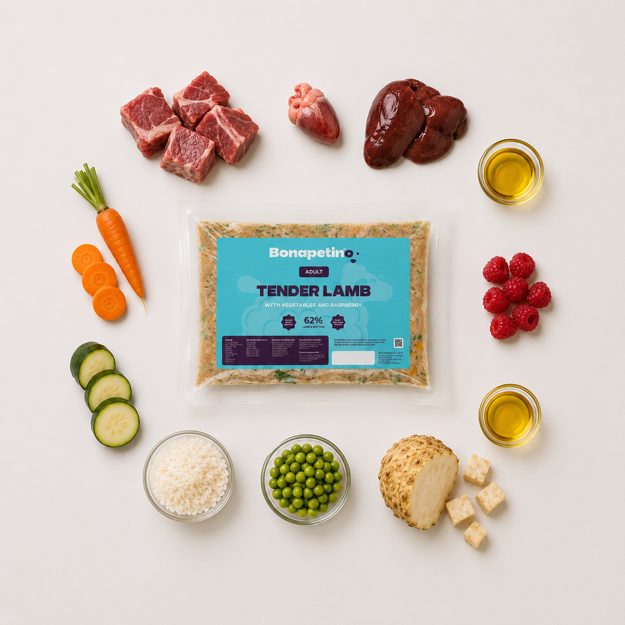 ADULT TENDER LAMB - jagnięcina z warzywami i malinami